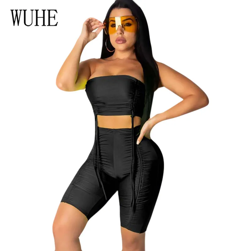 WUHE Drawstring Tie-up Bodycon Short Rompers Sexy Off Shoulder Sleeveless Bandage 2 Pieces Sets Fashion Casual Fitness Jumpsuits
WUHE Drawstring Tie-up Bodycon Short Rompers Sexy Off Shoulder Sleeveless Bandage 2 Pieces Sets Fashion Casual Fitness Jumpsuits