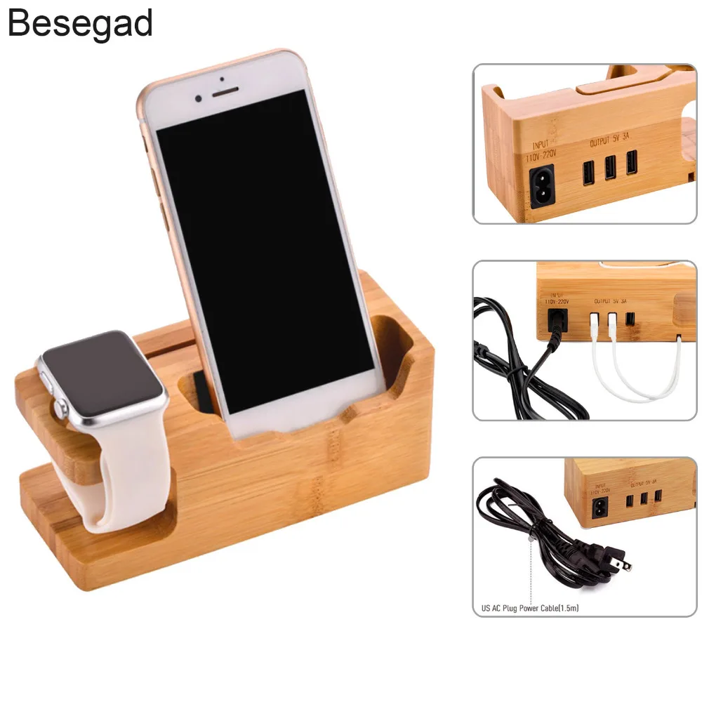 Besegad Bamboo USB Charging Charger Station Dock Organizer Display Stand for Apple Watch iWatch Series 1 2 3 4 Accessory US Plug
Besegad Bamboo USB Charging Charger Station Dock Organizer Display Stand for Apple Watch iWatch Series 1 2 3 4 Accessory US Plug