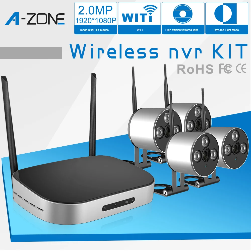 A-ZONE 1080P HD Wifi Security Camera System 4CH 2.0MP NVR Audio Wireless Home/Outdoor CCTV Surveillance Video IP Camera Kit
A-ZONE 1080P HD Wifi Security Camera System 4CH 2.0MP NVR Audio Wireless Home/Outdoor CCTV Surveillance Video IP Camera Kit