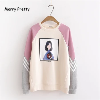 Merry Pretty Women Cartoon Print Patchwork Hoodies Sweatshirts 2019 Winter Long Sleeve O-Neck Tracksuits Female Korean Pullover
Merry Pretty Women Cartoon Print Patchwork Hoodies Sweatshirts 2019 Winter Long Sleeve O-Neck Tracksuits Female Korean Pullover