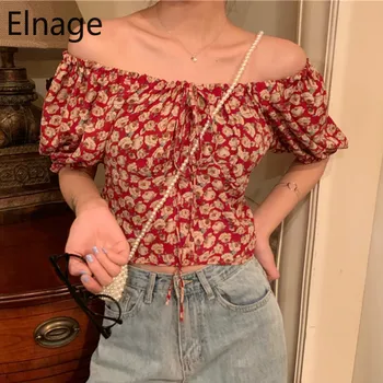Elastic Sexy Strapless Floral Print Blouse Blusas Chiffon Women Spring Summer Bubble Short Sleeve Tops Crop Vintage Shirts 5A974
Elastic Sexy Strapless Floral Print Blouse Blusas Chiffon Women Spring Summer Bubble Short Sleeve Tops Crop Vintage Shirts 5A974