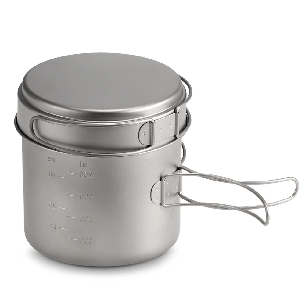 Hot New Lightweight Camping Pot Pan 1100ML / 1600ML Titanium Pot Pan Set Outdoor Cookware Set Tableware Cooking Tool with Foldin
Hot New Lightweight Camping Pot Pan 1100ML / 1600ML Titanium Pot Pan Set Outdoor Cookware Set Tableware Cooking Tool with Foldin