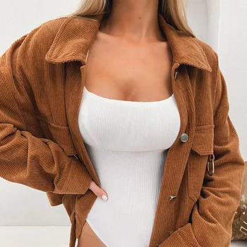 New Arrivals Jacket Women's Spring Corduroy Turn-Down Collar Female Long Sleeve Coats Single Breasted Pocket Sashes Outwear 
New Arrivals Jacket Women's Spring Corduroy Turn-Down Collar Female Long Sleeve Coats Single Breasted Pocket Sashes Outwear