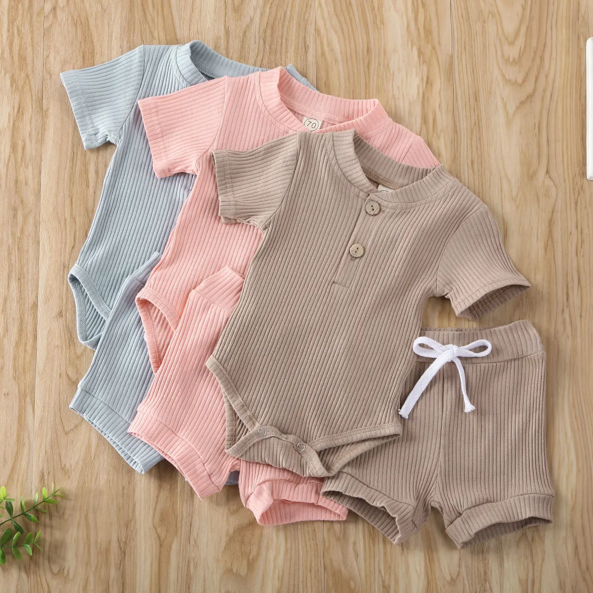 Комплект хлопковой одежды из 2 предметов для новорожденных мальчиков и девочек