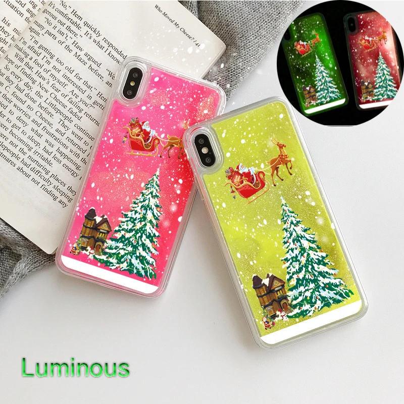 Christmas Luminous Phone Case for IPhone 11 Pro XS Max X Fashion Quicksand Cover Iphone 7 8 6 S 6S Plus 7Plus 5 5S |