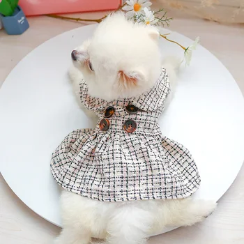 Teddy Dog Puppy Clothes Autumn Winter Warm Fragrant Wind Doll Collar Dress Cute Plaid Skirt for Small Dog Cat Party Puppy Outfit 
Teddy Dog Puppy Clothes Autumn Winter Warm Fragrant Wind Doll Collar Dress Cute Plaid Skirt for Small Dog Cat Party Puppy Outfit