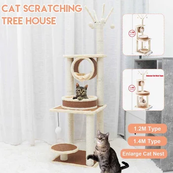 120/140CM Cat Tree Furniture Sisal Scratch Post Cat Jumping Toy Wood Kittens Pet House Wooden Play Furniture Tower House Condo
120/140CM Cat Tree Furniture Sisal Scratch Post Cat Jumping Toy Wood Kittens Pet House Wooden Play Furniture Tower House Condo