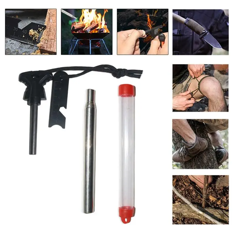 Camping Tools Self Rescue Survival Rope Spark Rod Tools Storage Tube Ruler for Outdoor (Black)
Camping Tools Self Rescue Survival Rope Spark Rod Tools Storage Tube Ruler for Outdoor (Black)