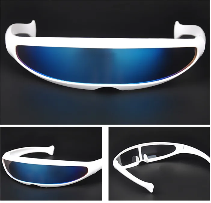 Футуристические зеркальные линзы узкие солнцезащитные очки Циклоп лазерные