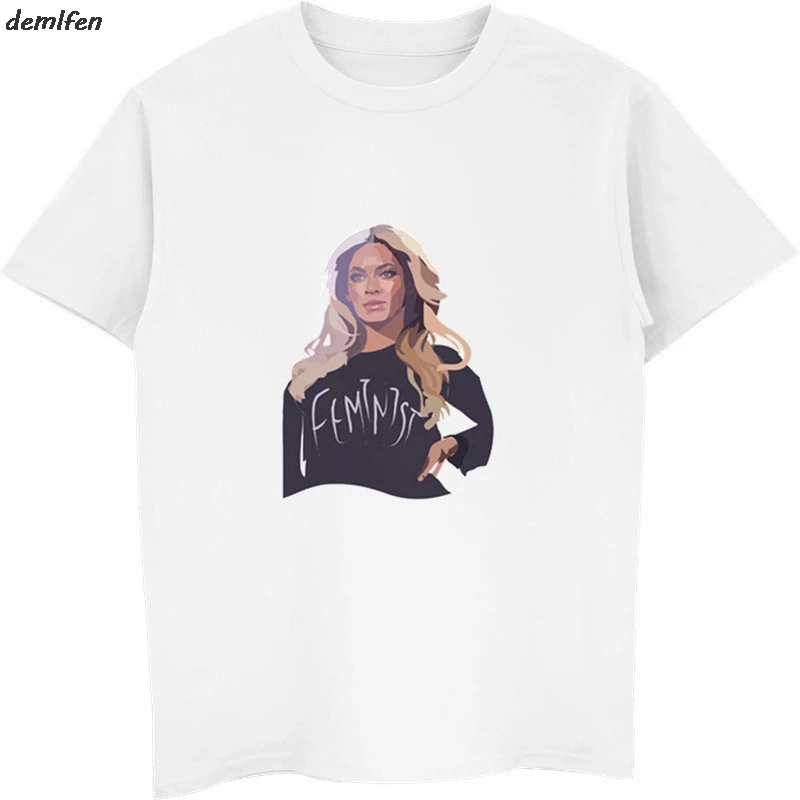 Футболка Beyonce с коротким рукавом для девушек Повседневная белая рубашка принтом