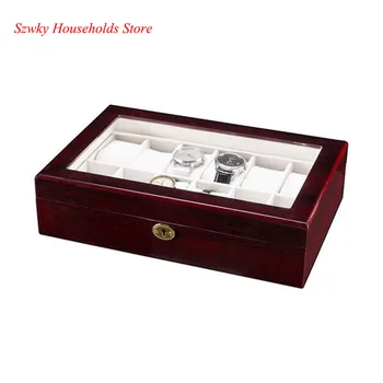 12 Slots Wooden Case Watch Display Case Glass Top Jewelry Storage Organizer Gifts 
12 Slots Wooden Case Watch Display Case Glass Top Jewelry Storage Organizer Gifts
