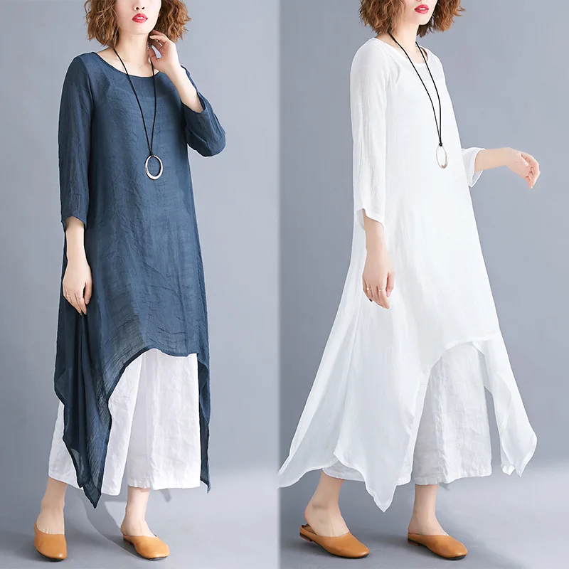 2019 Spring Summer New Style Solid Color Big Hemline Flax WOMEN'S Dress Loose-Fit Long Sleeve Cotton And Linen Skirt
2019 Spring Summer New Style Solid Color Big Hemline Flax WOMEN'S Dress Loose-Fit Long Sleeve Cotton And Linen Skirt