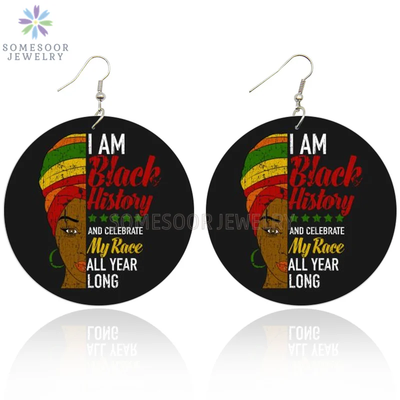 SOMESOOR Black History Race All Year Long African Wooden Drop Earrings Afro Headwrap Woman Power Saying Design Jewelry For Women
SOMESOOR Black History Race All Year Long African Wooden Drop Earrings Afro Headwrap Woman Power Saying Design Jewelry For Women