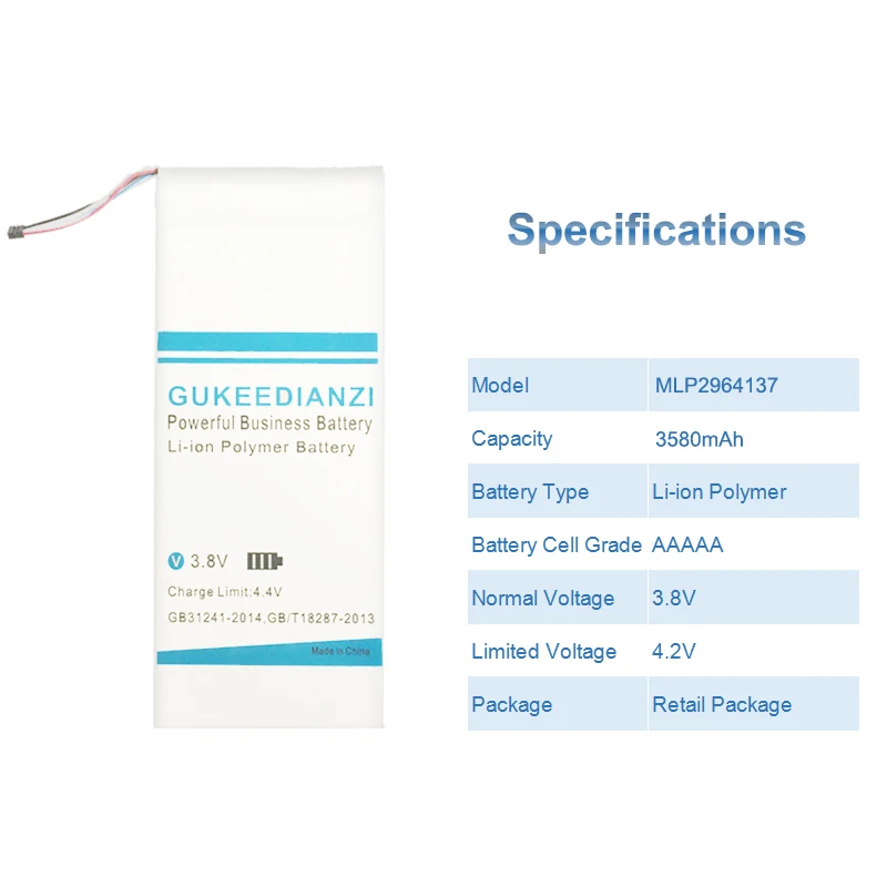 GUKEEDIANZI 3580mAh MLP2964137 Replacement Battery For Acer lconia One 7 B1-730 B1-730HD A1402 Li-ion Polymer Batteries
GUKEEDIANZI 3580mAh MLP2964137 Replacement Battery For Acer lconia One 7 B1-730 B1-730HD A1402 Li-ion Polymer Batteries