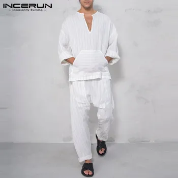 INCERUN 2020 Fashion Striped Sets Men Long Sleeve V Neck Tops And Elastic Pants 2 Pieces Leisure Loose Suits Men Pocket Sets 5XL
INCERUN 2020 Fashion Striped Sets Men Long Sleeve V Neck Tops And Elastic Pants 2 Pieces Leisure Loose Suits Men Pocket Sets 5XL