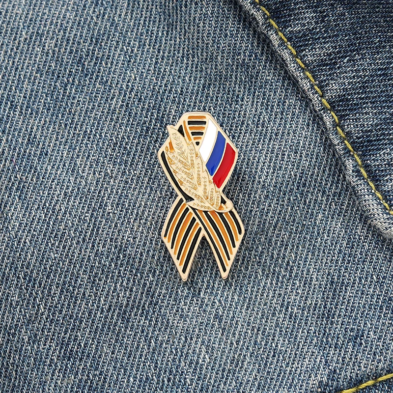 St. George Ribbon Sign Badge with Russian Flag (75 Years of Victory) Enamel Lapel Pin Backpacks Brooches Jewelry Gift for Friend | Украшения