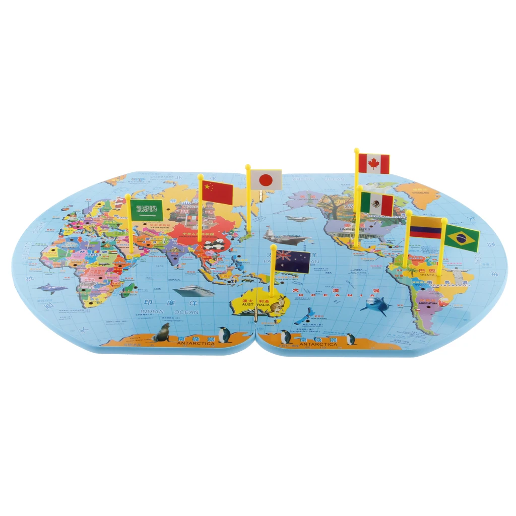 Wooden World Map Matching Puzzle Geography Flag Stand World Map & 36 Flags Wooden World Map Matching Puzzle Geography Flag Stand World Map & 36 Flags