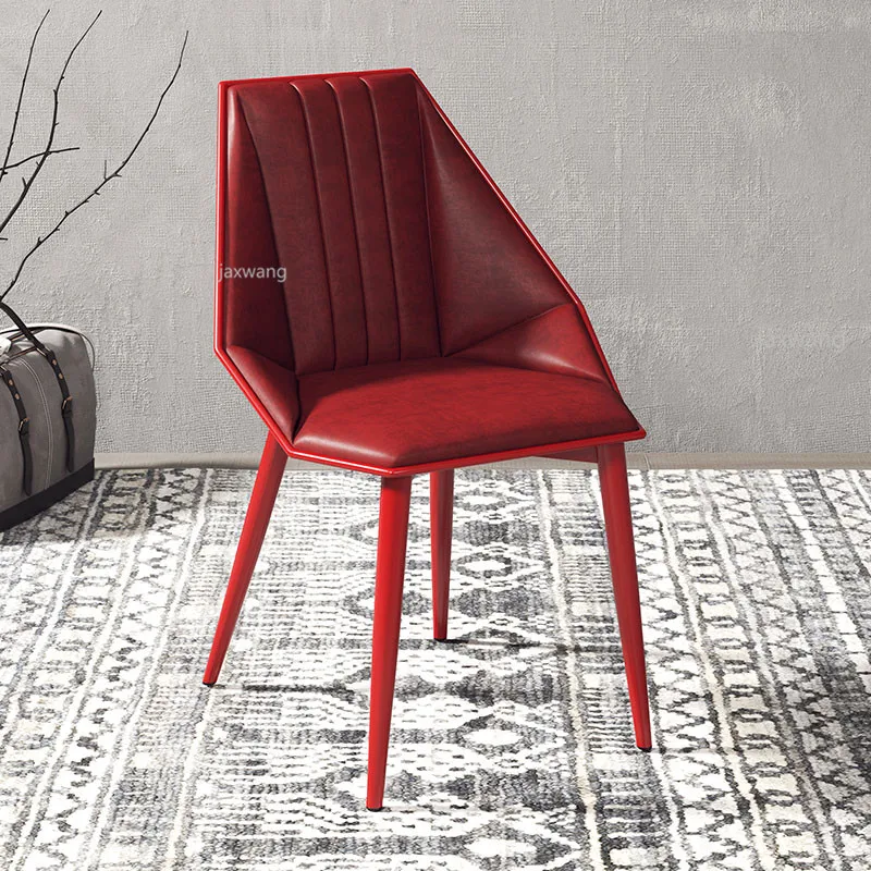Fashion Nordic Office Chair Hollow Iron Meeting Chair Modern Design Dining Chair Metal Chair Makeup Stool Customized PU Leather