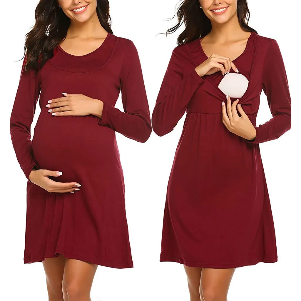 MUQGEW Pregnant Clothe Women Maternity Dress Autumn O-Neck Long Sleeve Solid Nursing Sleepwear Dress For Breastfeeding embarazad
MUQGEW Pregnant Clothe Women Maternity Dress Autumn O-Neck Long Sleeve Solid Nursing Sleepwear Dress For Breastfeeding embarazad