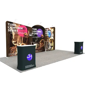20ft Custom Exhibition Booth Logo Printed Banner Standing Wall With Reception Desk
20ft Custom Exhibition Booth Logo Printed Banner Standing Wall With Reception Desk