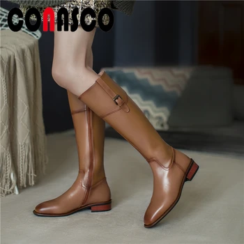 CONASCO Women Genuine Leather Knee-High Boots New Autumn Winter Buckle Slim Long Shoes Woman Fashion Concise Zipper Casual Boots
CONASCO Women Genuine Leather Knee-High Boots New Autumn Winter Buckle Slim Long Shoes Woman Fashion Concise Zipper Casual Boots