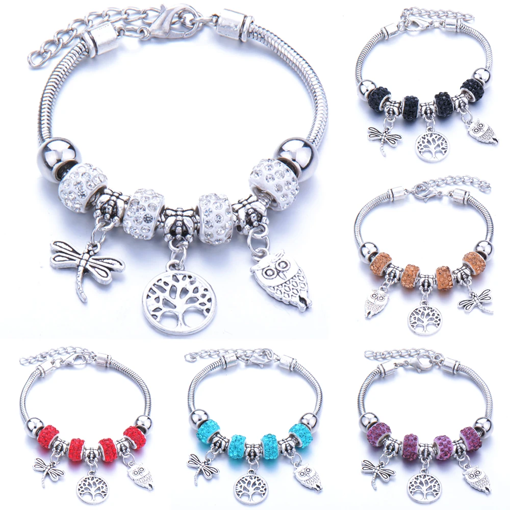 dragonfly owl life Tree shape Bracelet Jewelry 6 Colors Silver Lobster Buckle Snake Chain Bangles Beaded Bracelet Fit Jewelry
dragonfly owl life Tree shape Bracelet Jewelry 6 Colors Silver Lobster Buckle Snake Chain Bangles Beaded Bracelet Fit Jewelry