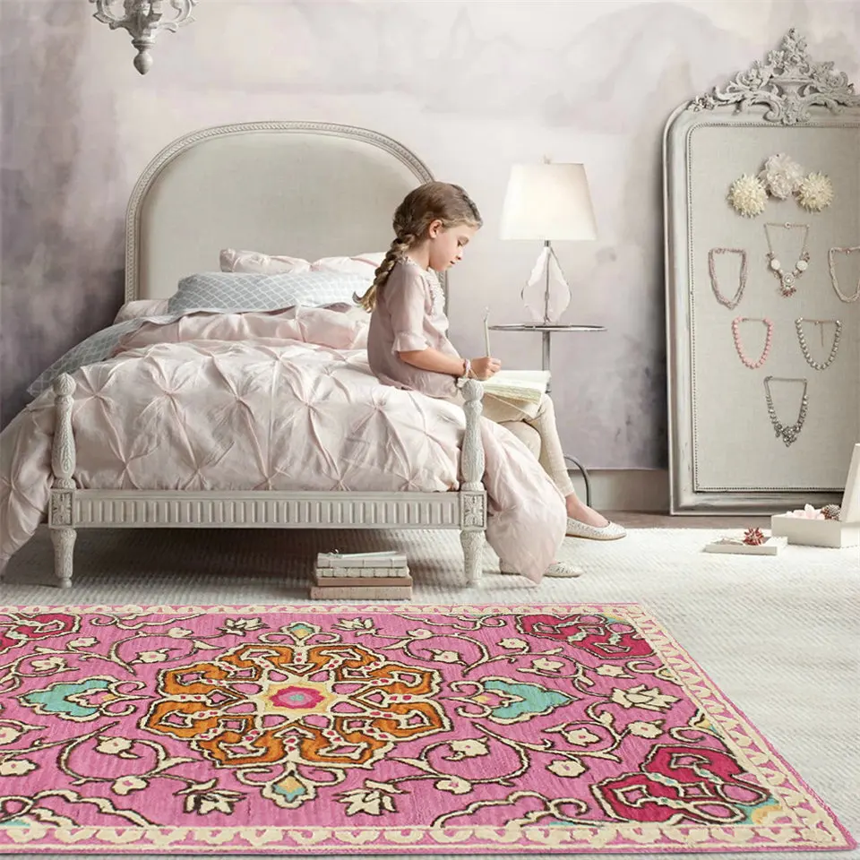 Ковер в скандинавском стиле с розовыми цветами ковер для украшения комнаты
