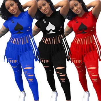 Echoine Spades Q Printed Tassel Two-Piece Set Women Casual Hooded Crop Tops Hole Hollow Out Long Pants Active Tracksuit Outwear
Echoine Spades Q Printed Tassel Two-Piece Set Women Casual Hooded Crop Tops Hole Hollow Out Long Pants Active Tracksuit Outwear