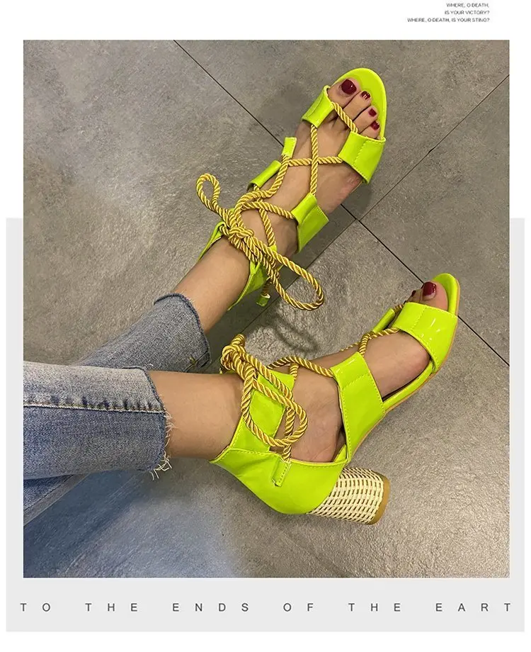 2020 new fluorescent green new square root ladies sandals fashion outer wear ladies high heels
2020 new fluorescent green new square root ladies sandals fashion outer wear ladies high heels