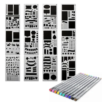 12 Sheet Assorted Styles Hollow Out Artistic Drawing Templates Stencil+10pcs Colors Pen for DIY Craft Scrapbook Art Project
12 Sheet Assorted Styles Hollow Out Artistic Drawing Templates Stencil+10pcs Colors Pen for DIY Craft Scrapbook Art Project