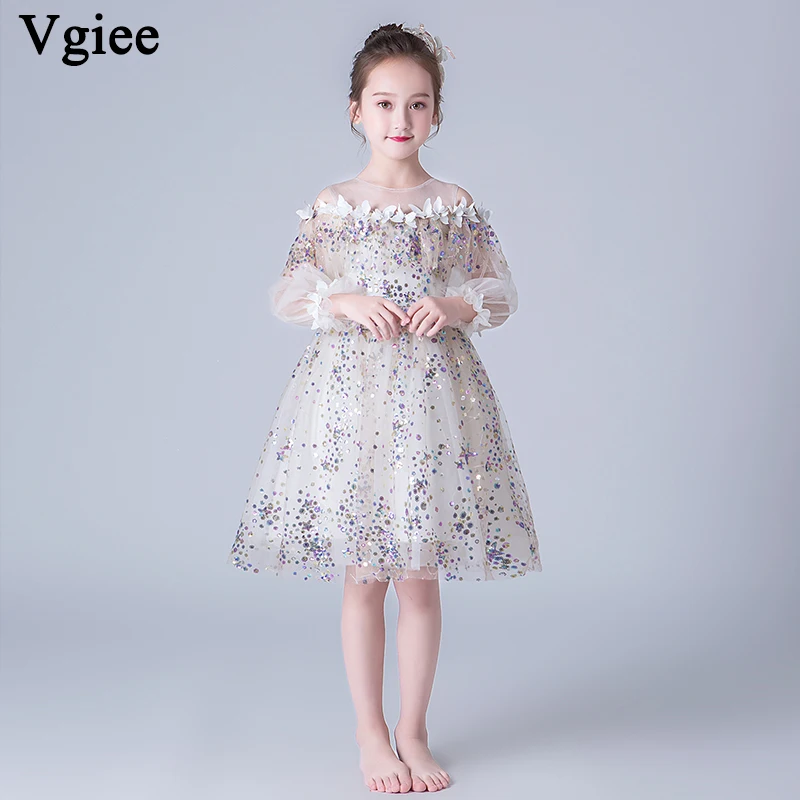 

Vgiee Little Girls Dresses Princess White Dress Mesh Cotton Draped Full Outfits Girls Dresses for Party and Wedding CC661A