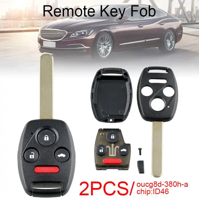 2 pcs 313.8Mhz 3 + 1 Buttons Durable Remote Key Fob with ID46 Chip OUCG8D-380H-A Fit for 2003-2007 Honda Accord
2 pcs 313.8Mhz 3 + 1 Buttons Durable Remote Key Fob with ID46 Chip OUCG8D-380H-A Fit for 2003-2007 Honda Accord