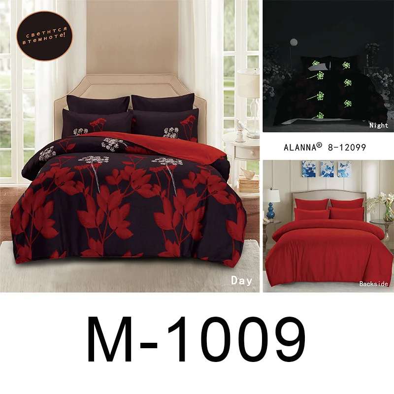Alanna flower printed bedding set Luminous comforter euro pastel bed sheet king size double bedspread bedding cover set