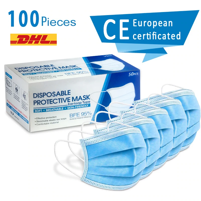 (DHL/UPS/FedEx Delivery) 100PCS Disposable Protective Mask 3 Layers Dustproof Facial Protective Masks for Personal Protection
(DHL/UPS/FedEx Delivery) 100PCS Disposable Protective Mask 3 Layers Dustproof Facial Protective Masks for Personal Protection