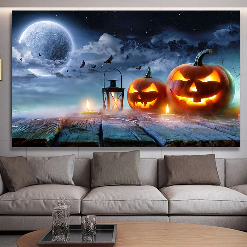 Карнавальная тыква на Хэллоуин призрак настенный плакат и печать холсте