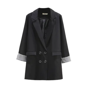 2020 Spring VINTAGE Blazer Women Oversized Fashion Coats Striped cuffs Double breasted garment Female Suit S5-9403
2020 Spring VINTAGE Blazer Women Oversized Fashion Coats Striped cuffs Double breasted garment Female Suit S5-9403