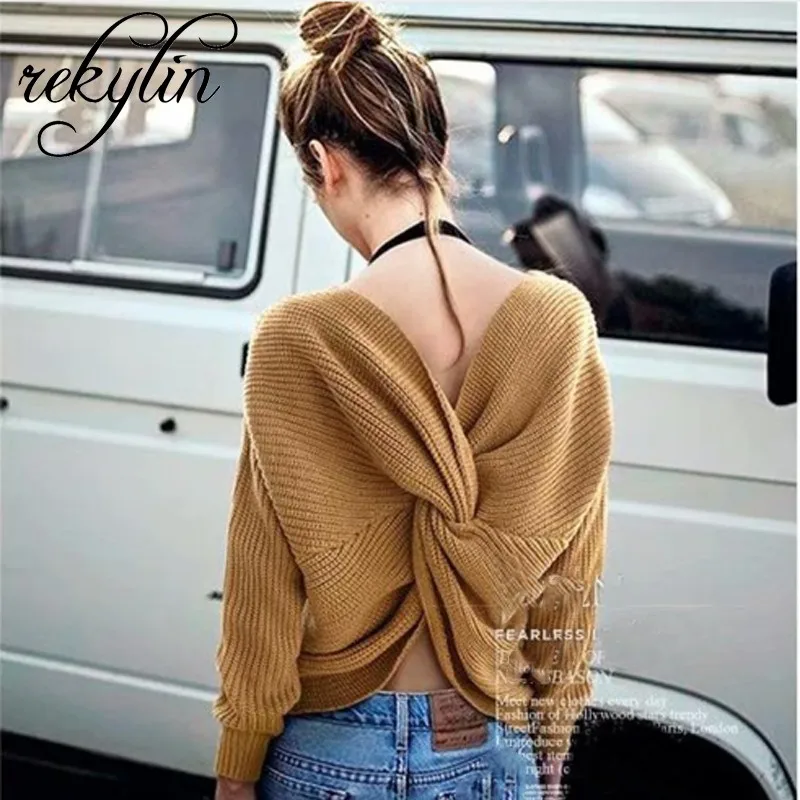 2019 new autumn V-neck halter sweater back irregular cross knotted sweater on both sides
2019 new autumn V-neck halter sweater back irregular cross knotted sweater on both sides