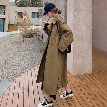 Brand New Korean Style Loose Windbreaker Trench Coat Long Double-Breasted with Belt Office Lady Outerwear Spring Autumn Quality 
Brand New Korean Style Loose Windbreaker Trench Coat Long Double-Breasted with Belt Office Lady Outerwear Spring Autumn Quality