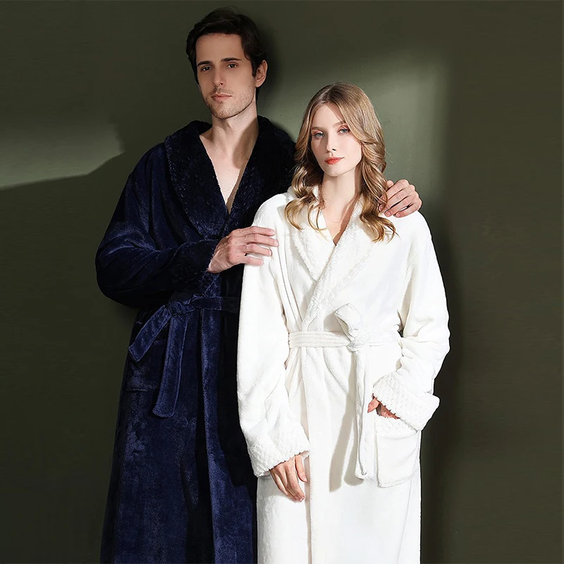 Women Men Winter Large Size Flannel Robe X-long Warm Bathrobe Lovers Thick Kimono Bath Robe Male Dressing Grown Robe Home Wear
Women Men Winter Large Size Flannel Robe X-long Warm Bathrobe Lovers Thick Kimono Bath Robe Male Dressing Grown Robe Home Wear