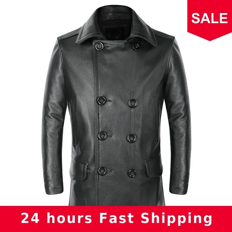 2020 Black Men Double Breasted Casual Leather Jacket Large Size 5XL Genuine Cowhide Autumn Russian Long Natural Leather Coat
2020 Black Men Double Breasted Casual Leather Jacket Large Size 5XL Genuine Cowhide Autumn Russian Long Natural Leather Coat