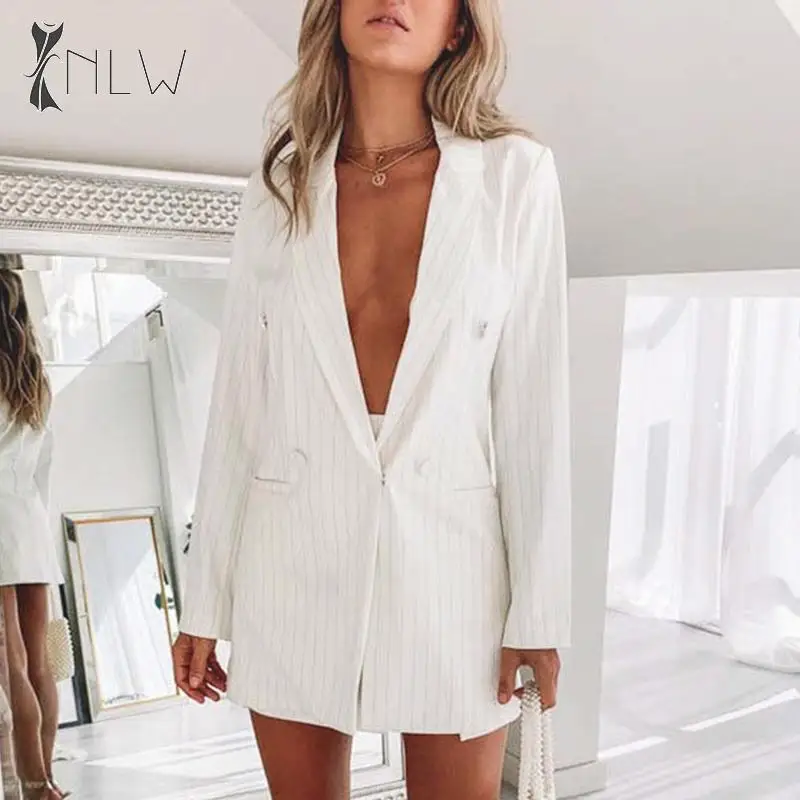 NLW Fashion Office Work Stripe Blazer Feminino Autumn Winter Streetwear Button Long Blazer Jacket 2019 Casual Blazer Outerwear
NLW Fashion Office Work Stripe Blazer Feminino Autumn Winter Streetwear Button Long Blazer Jacket 2019 Casual Blazer Outerwear