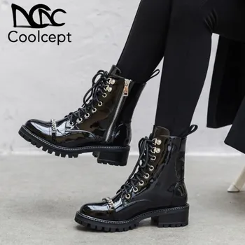 CoolCept Women Winter Platform Ankle Boots Chain Flats Zipper Cross Strap Round Toe Sexy Punk Motorcycle Boots Size 34-40
CoolCept Women Winter Platform Ankle Boots Chain Flats Zipper Cross Strap Round Toe Sexy Punk Motorcycle Boots Size 34-40
