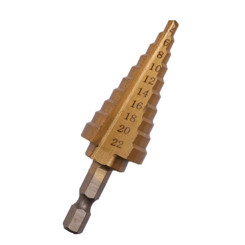 Drill Bit for Metal High Speed Steel Wood Hole Cutter Step Cone 4-22 mm HSS Titanium Coated Step Drilling Tools
Drill Bit for Metal High Speed Steel Wood Hole Cutter Step Cone 4-22 mm HSS Titanium Coated Step Drilling Tools