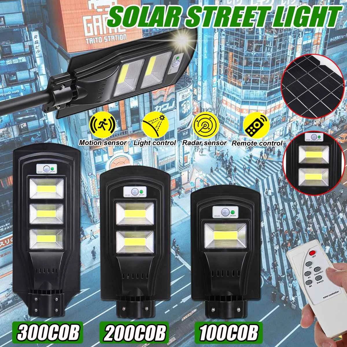 LED Outdoor Lighting Wall Lamp Solar Street Light 200/400/600W IP66 Solar Powered Radar Motion Light Control for Plaza Garden
LED Outdoor Lighting Wall Lamp Solar Street Light 200/400/600W IP66 Solar Powered Radar Motion Light Control for Plaza Garden