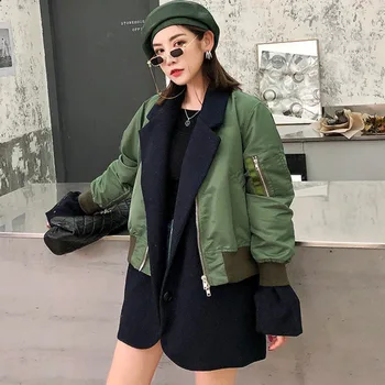 Woolen Patchwork Woman Jackets 2019 Winter Half Open Collar Coat Loose Thick Single Breasted Coat Female Green QYF1216
Woolen Patchwork Woman Jackets 2019 Winter Half Open Collar Coat Loose Thick Single Breasted Coat Female Green QYF1216