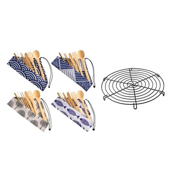 4 Sets Bamboo Travel Utensils Set, Reusable Bamboo & 1x Nonstick Cake Cooling Rack Round Baking Stainless Steel Wire
4 Sets Bamboo Travel Utensils Set, Reusable Bamboo & 1x Nonstick Cake Cooling Rack Round Baking Stainless Steel Wire
