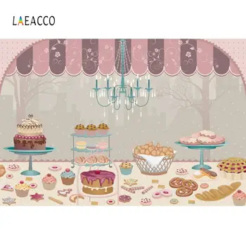Laeacco Cartoon Baking Dhop Cakes Birthday Party Decor Photography Backgrounds Customize Photographic Backdrops For Photo Studio