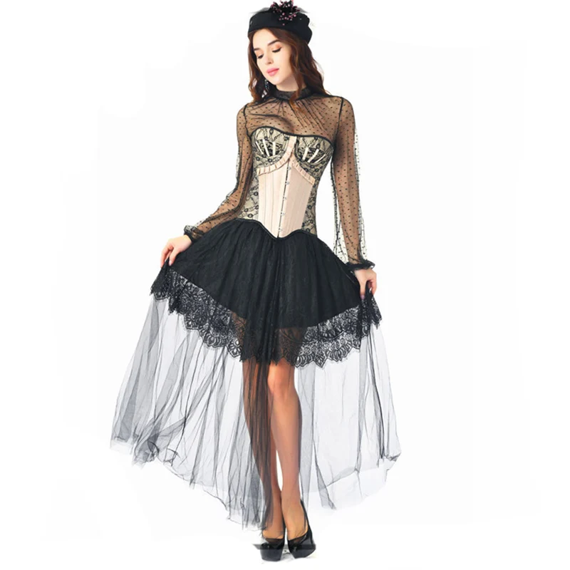 Black & Beige Sexy Steampunk Dress Victorian Gothic Clothing Women Burlesque Corset Skirt Set Vintage Dresses Corsetti E Bustini
Black & Beige Sexy Steampunk Dress Victorian Gothic Clothing Women Burlesque Corset Skirt Set Vintage Dresses Corsetti E Bustini