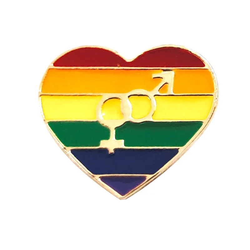 Радужный значок ЛГБТ эмалированные булавки в форме сердца булавка для