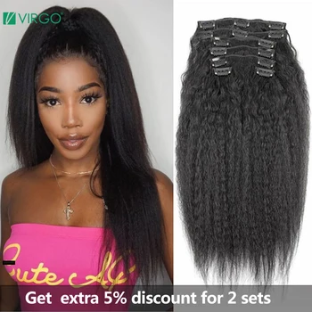 Virgo Hair Brazilian Remy Kinky Straight Hair Clip In Human Hair Extensions Natural Color 8 Pieces/Set Full Head Sets 120G 
Virgo Hair Brazilian Remy Kinky Straight Hair Clip In Human Hair Extensions Natural Color 8 Pieces/Set Full Head Sets 120G